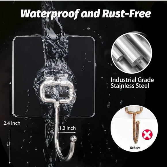 Large Adhesive Hooks, 15-Pack Hold 44lb(Max) Heavy Duty Sticky Hooks - Picture 3 of 7